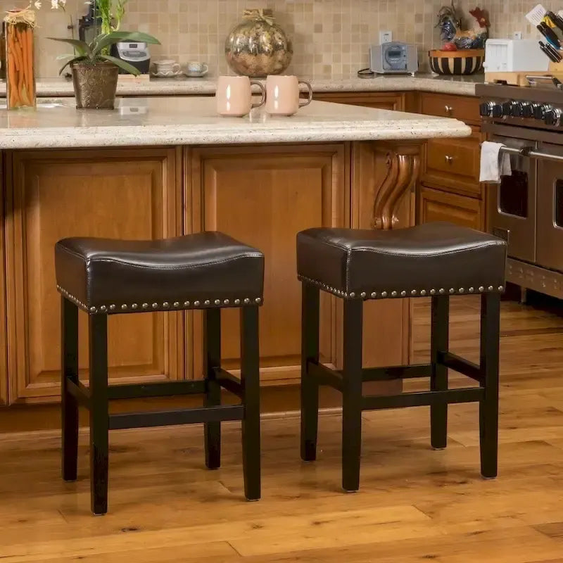 26-inch Brown Backless Counter Stool, Set of 2