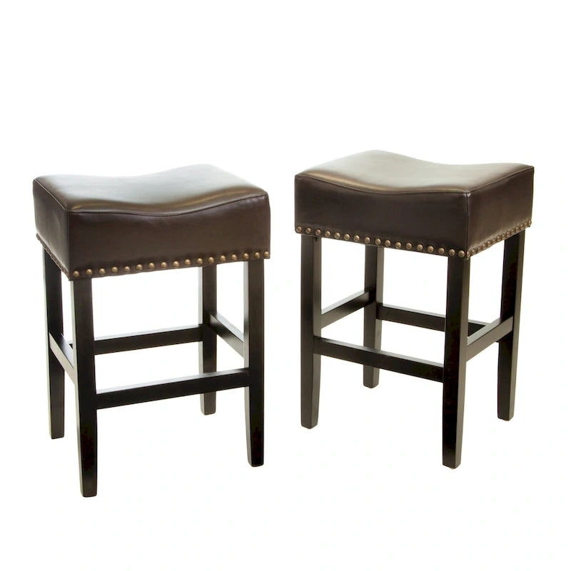 26-inch Brown Backless Counter Stool, Set of 2