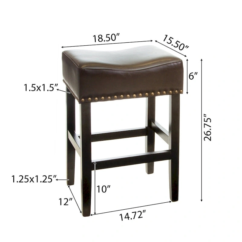 26-inch Brown Backless Counter Stool, Set of 2