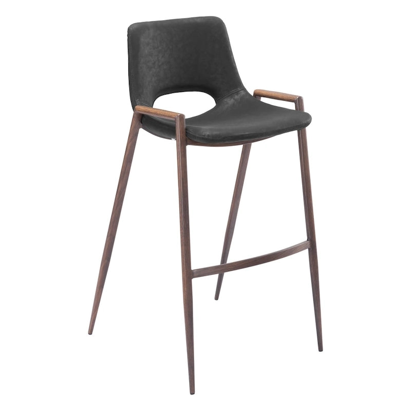 Modern Barstool in Black and Walnut