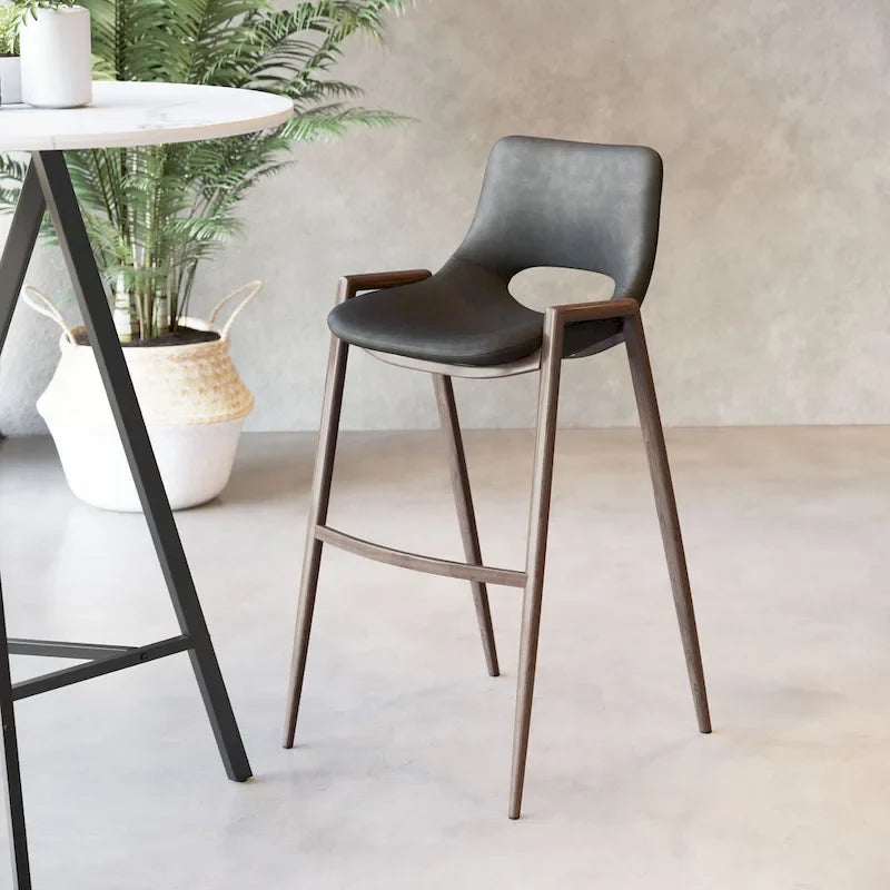 Modern Barstool in Black and Walnut