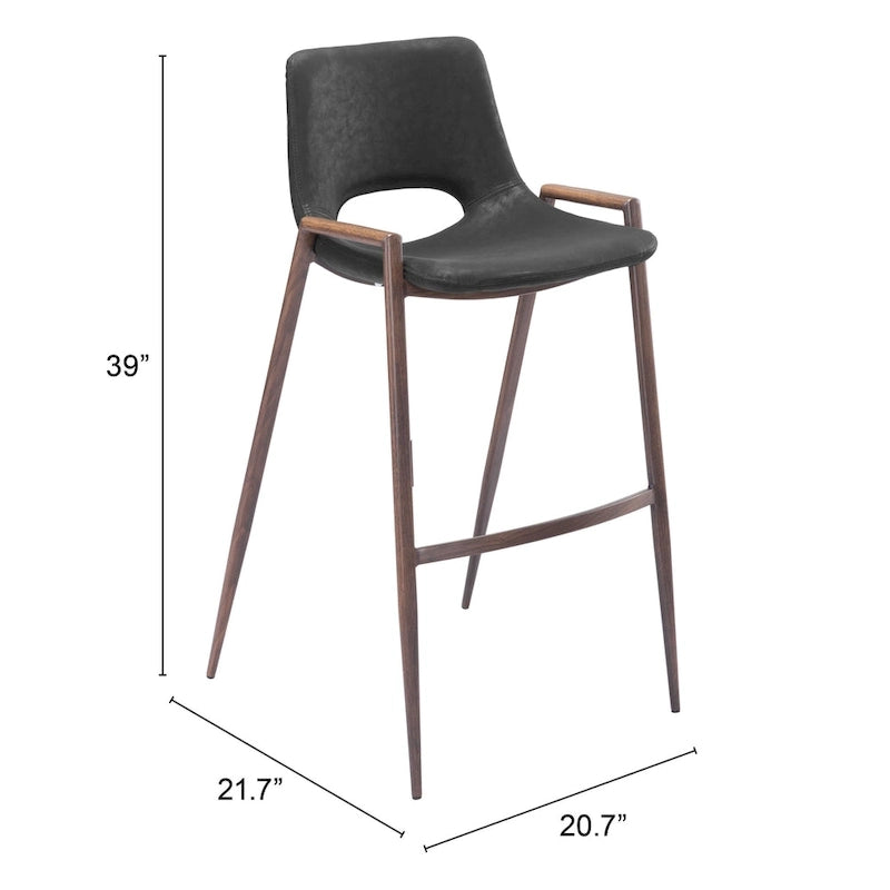 Modern Barstool in Black and Walnut