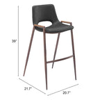Modern Barstool in Black and Walnut