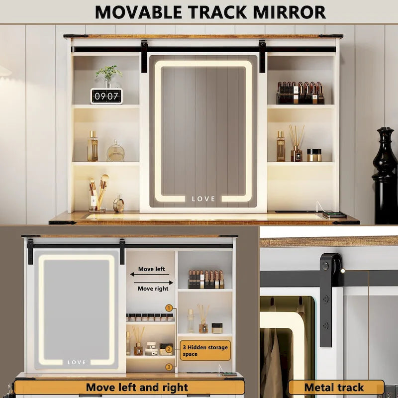 Makeup Vanity With Led Light and Outlets