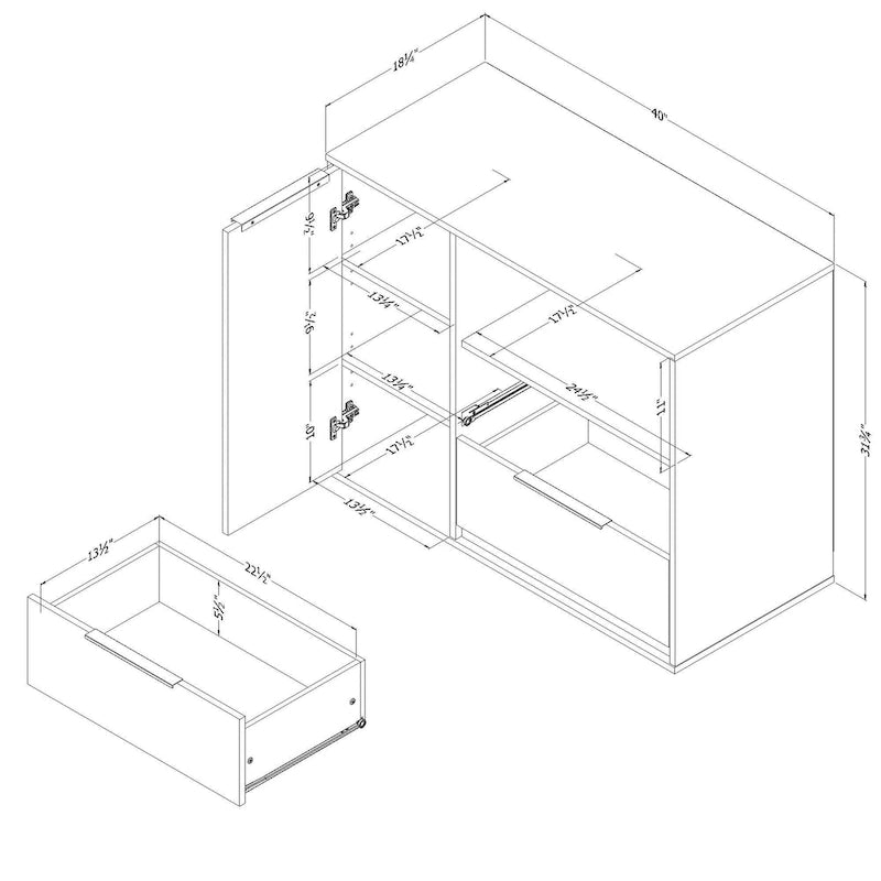 Hourra 2-Drawer Dresser with Door