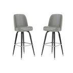 2 Pack Metal Barstool with Swivel Vinyl Upholstered Bucket Seat and Footrest - 18.5D x 18.5W x 42.5H