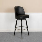 2 Pack Metal Barstool with Swivel Vinyl Upholstered Bucket Seat and Footrest - 18.5D x 18.5W x 42.5H