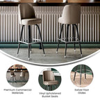2 Pack Metal Barstool with Swivel Vinyl Upholstered Bucket Seat and Footrest - 18.5D x 18.5W x 42.5H
