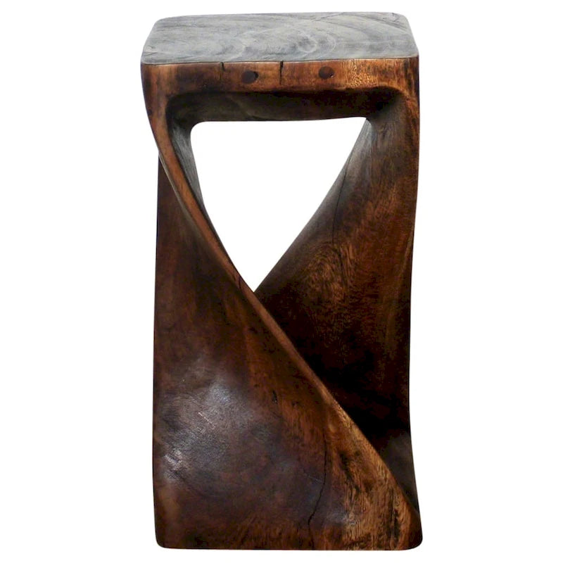 Haussmann Original Wood Twist Stool 10 X 10 X 18 In High Mocha Oil - 10 x 10 x 18