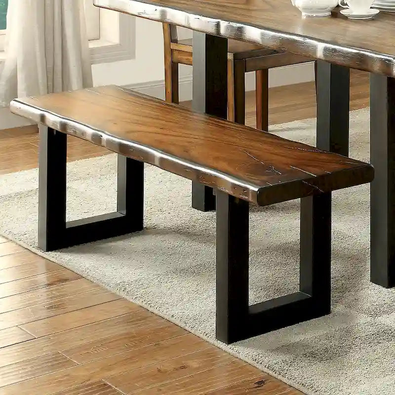 Rustic Oak Solid Wood U-Shaped Dining Bench