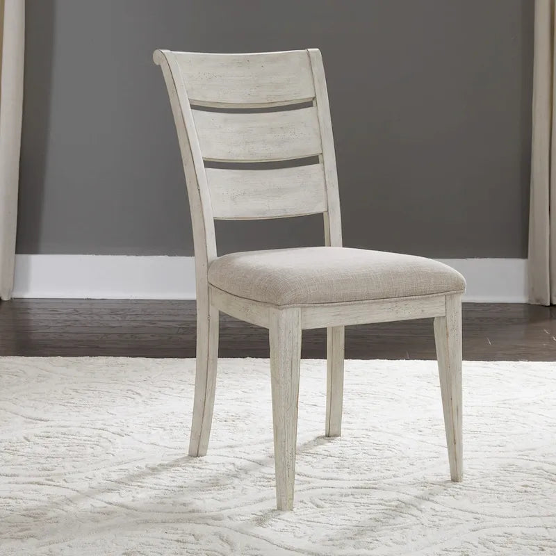 Farmhouse Reimagined Antique White with Chestnut Opt 5 Piece Trestle Table Set