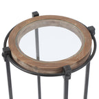Metal and Glass Round Accent Side Table