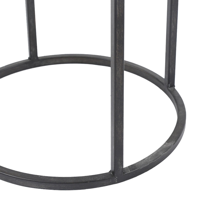 Metal and Glass Round Accent Side Table