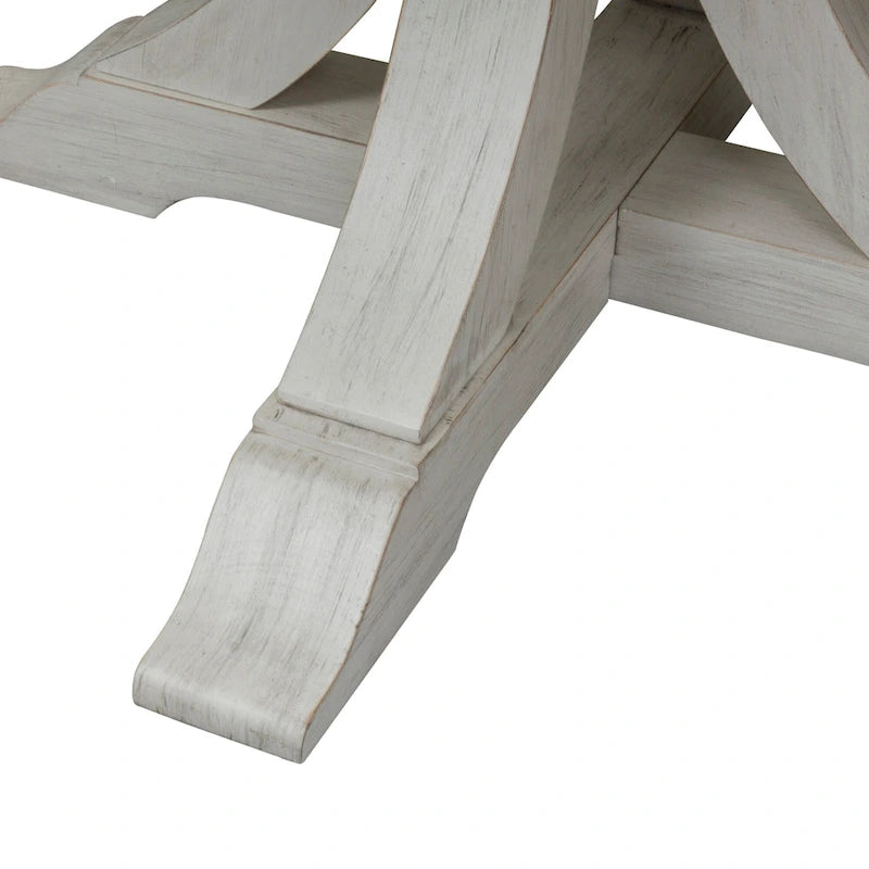 Farmhouse Reimagined Antique White 5 Piece Pedestal Table Set