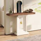 Modern Console Table with Geometric Base, 39.4 inch Narrow Sofa Table with Gold Decor for Living Room Entryway Hallway Entrance