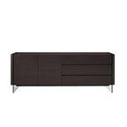 IL VETRO buffet-server in high gloss white lacquer with clear glass.