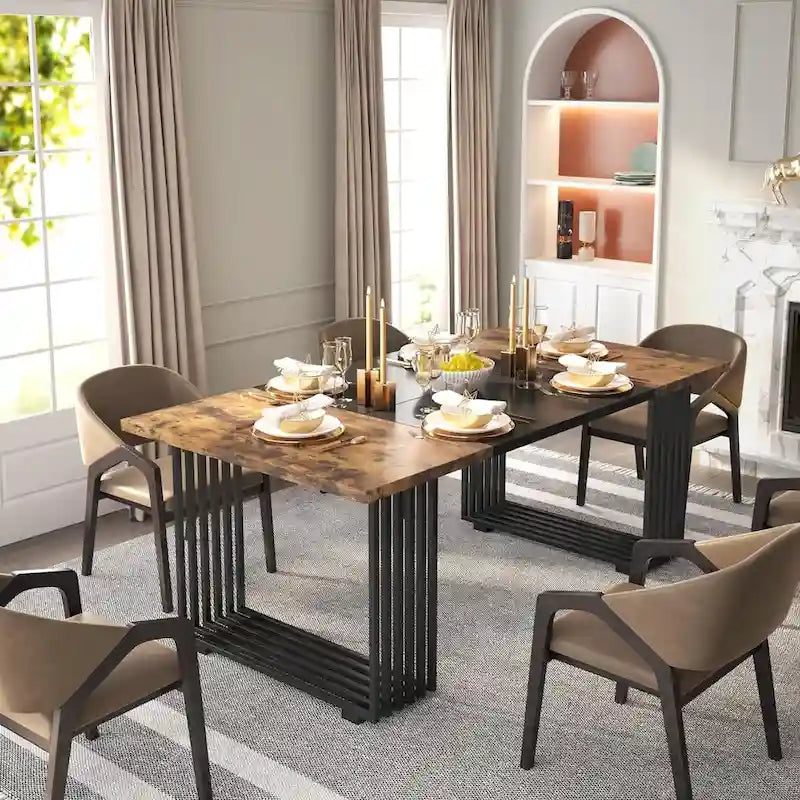 Modern Dining Table for 6-8 People, 70.8 Inch Long White Dining Room