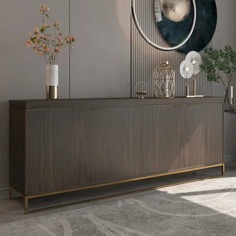 Clihome Furniture Wood 4-Door Accent Cabinet