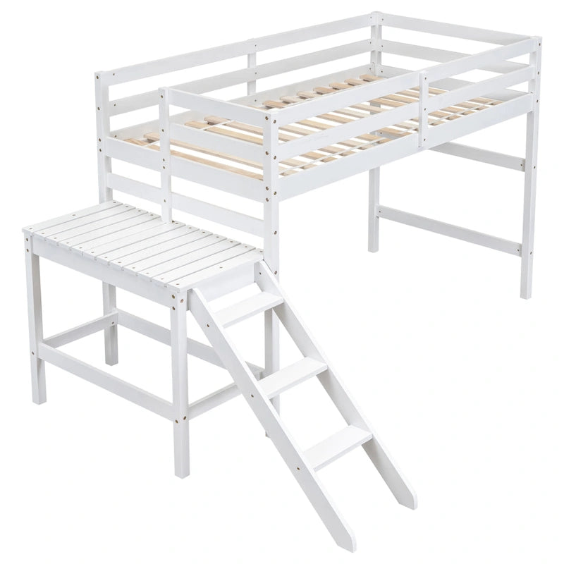 Loft Bed with Platform,ladder
