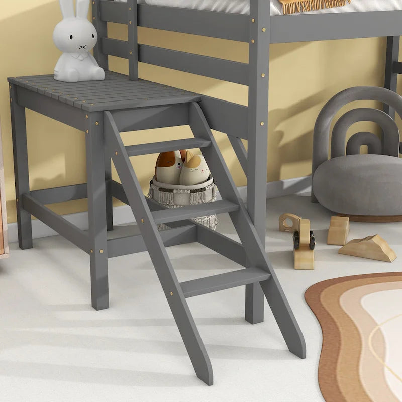 Loft Bed with Platform,ladder