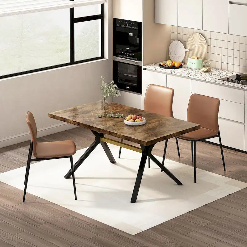 Retro Rectangular Dining Table with Carole Top and Black Embossed Center Plate
