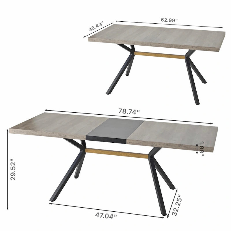 Retro Rectangular Dining Table with Carole Top and Black Embossed Center Plate