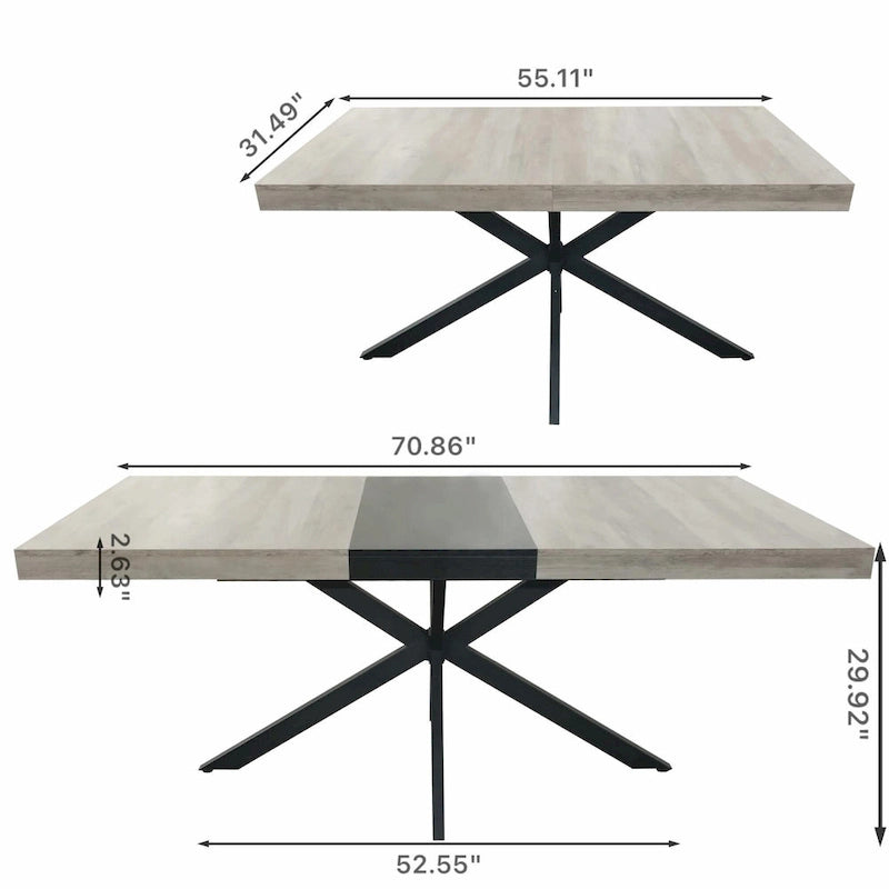 Retro Rectangular Dining Table with Carole Top and Black Embossed Center Plate