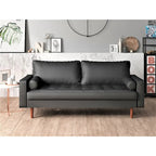 Faux Leather Mid-Century Modern Sofa