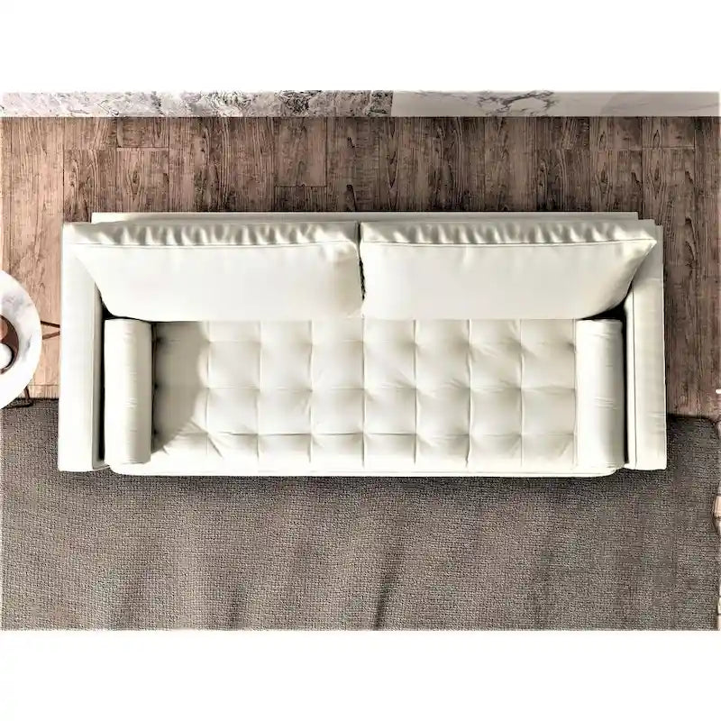 Faux Leather Mid-Century Modern Sofa