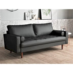 Faux Leather Mid-Century Modern Sofa