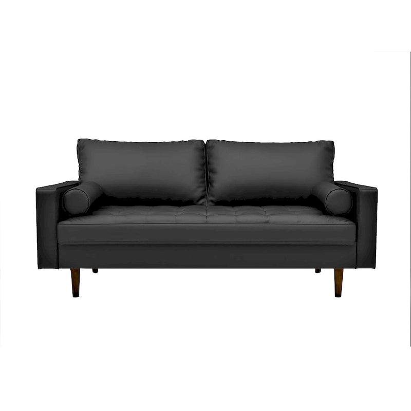 Faux Leather Mid-Century Modern Sofa