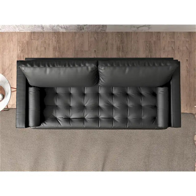 Faux Leather Mid-Century Modern Sofa