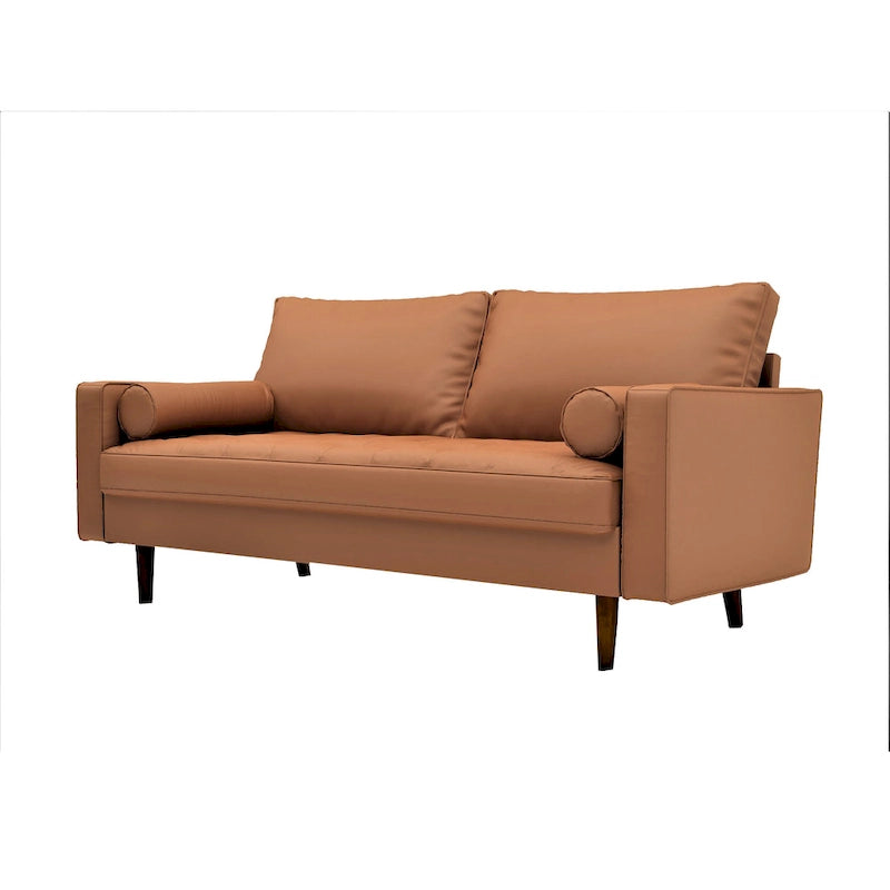 Faux Leather Mid-Century Modern Sofa