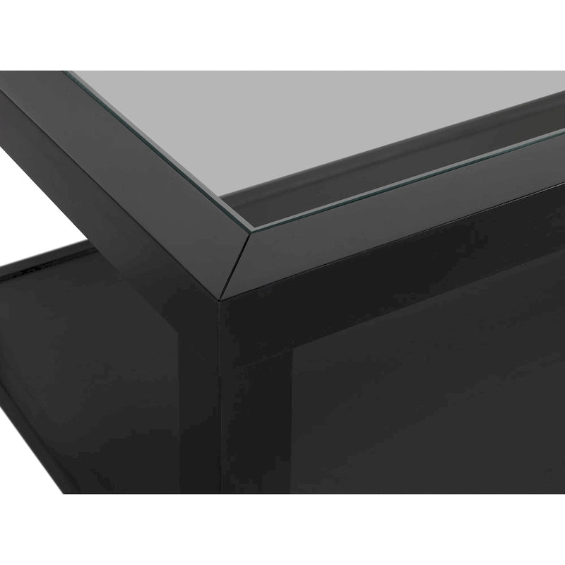 Cordero Wood and Glass Top 48-Inch Wide Coffee Table with Shelf Storage