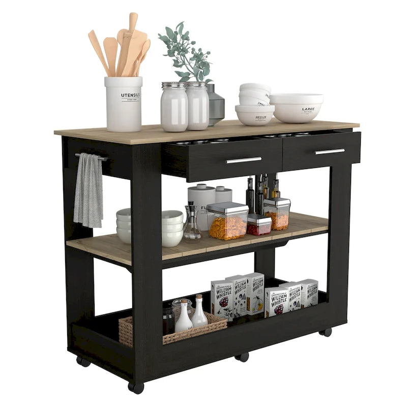 TUHOME Cala Kitchen Island 46 Kitchen Island with 2 Drawers