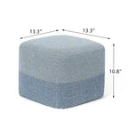 Adeco Square Fabric Ottoman Two-Color Stitching Footrest Stool
