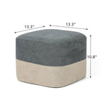 Adeco Square Fabric Ottoman Two-Color Stitching Footrest Stool