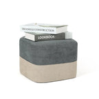 Adeco Square Fabric Ottoman Two-Color Stitching Footrest Stool
