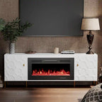 Clihome High Gloss Storage 70 TV Stand with 36 Electric Fireplace