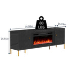 Clihome High Gloss Storage 70 TV Stand with 36 Electric Fireplace