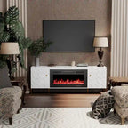 Clihome High Gloss Storage 70 TV Stand with 36 Electric Fireplace