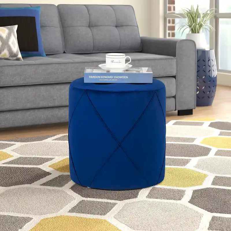 Velvet Round Tufted Ottoman Foot Rest