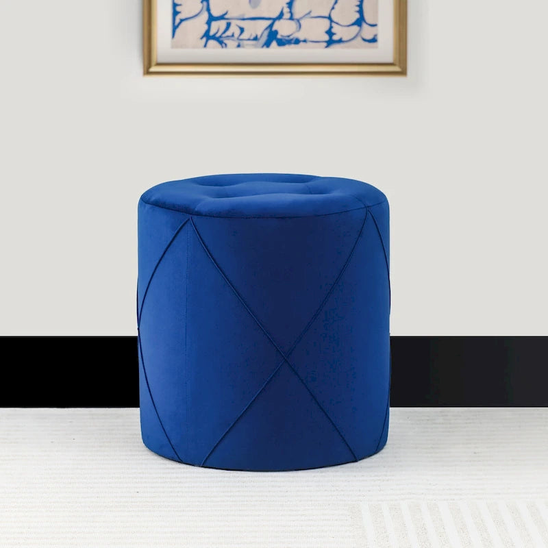 Velvet Round Tufted Ottoman Foot Rest
