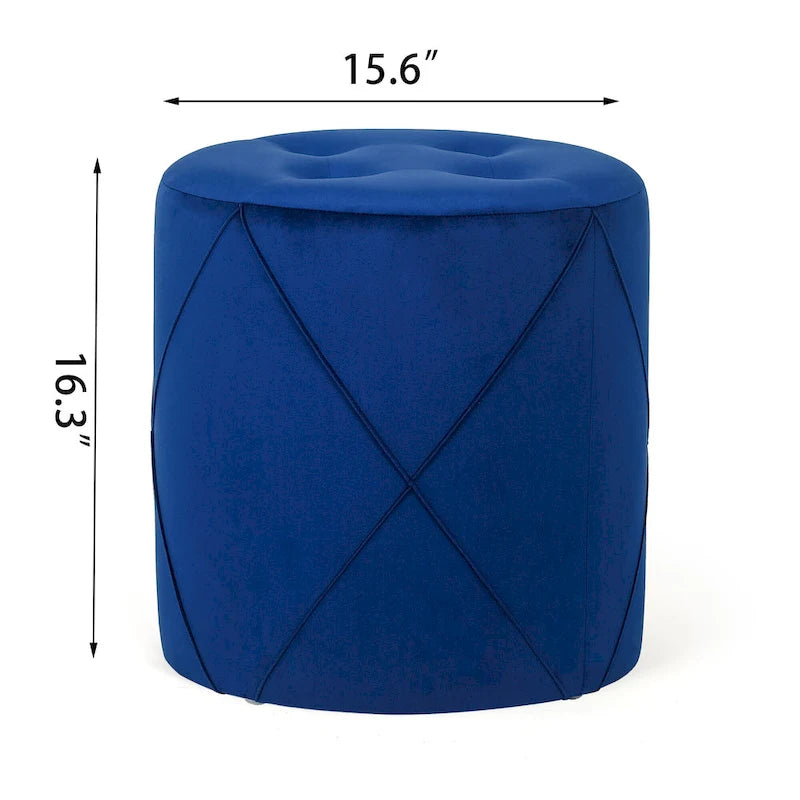 Velvet Round Tufted Ottoman Foot Rest