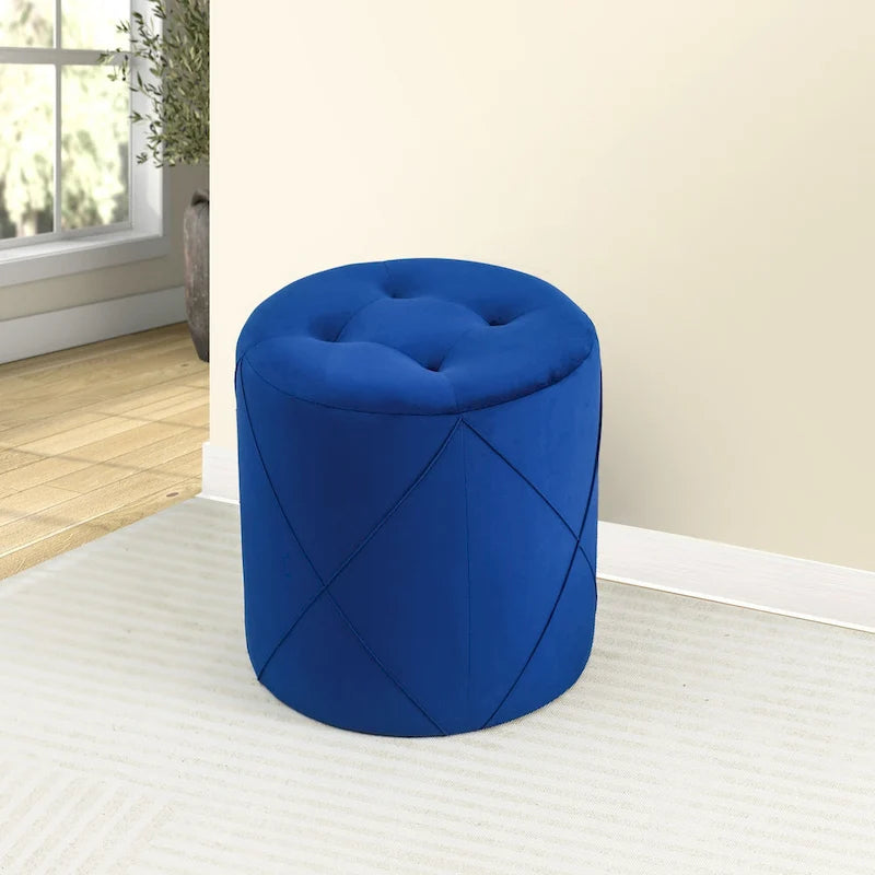 Velvet Round Tufted Ottoman Foot Rest