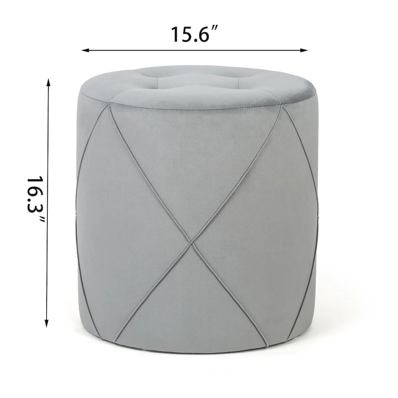 Velvet Round Tufted Ottoman Foot Rest