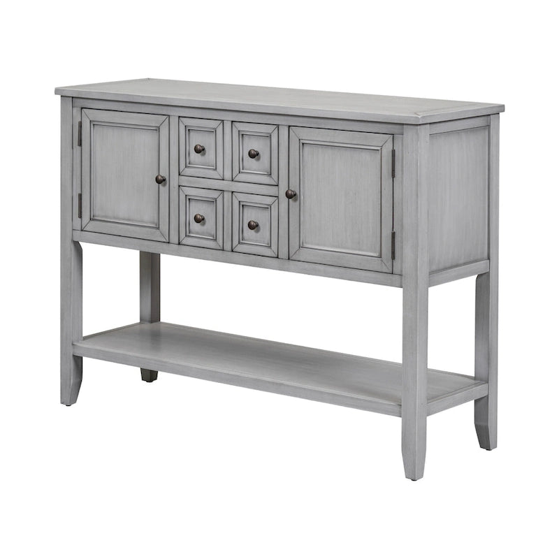 Retro Style Buffet Sideboard Wood Console Table with Bottom Shelf, Easy Assemble, for Living Room, Kitchen, Entryway