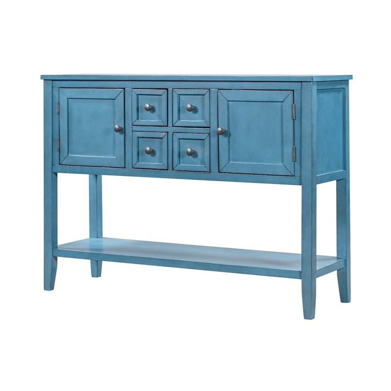Retro Style Buffet Sideboard Wood Console Table with Bottom Shelf, Easy Assemble, for Living Room, Kitchen, Entryway