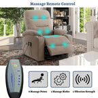 Clihome Soft Upholstered Electric Massage Recliner with Cup Holder