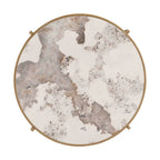 32.48 Modern Round Coffee Table with Sintered Stone Top & Sturdy Metal Frame